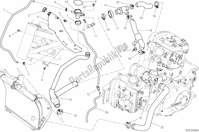 All parts for the Cooling Circuit of the Ducati Diavel Xdiavel S Thailand 1260 2016